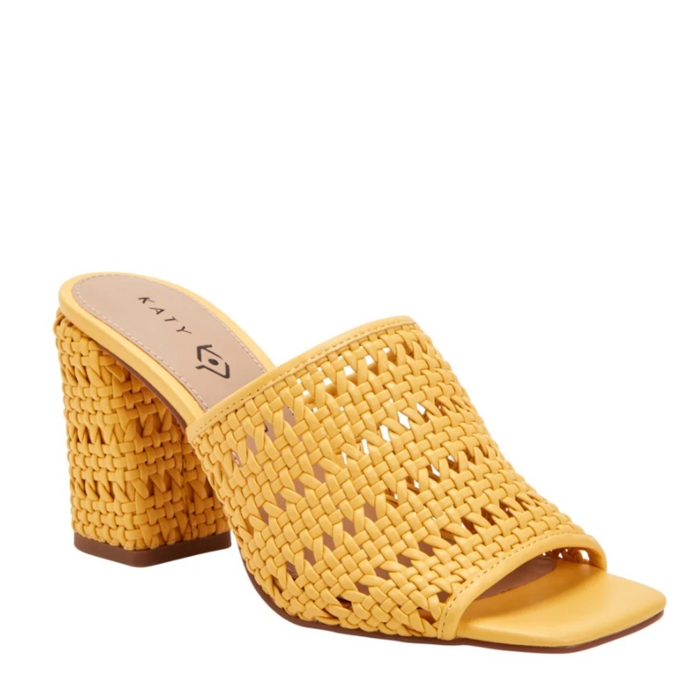 Katy Perry the Tana slide heel pineapple gold wicker size 10M new in box